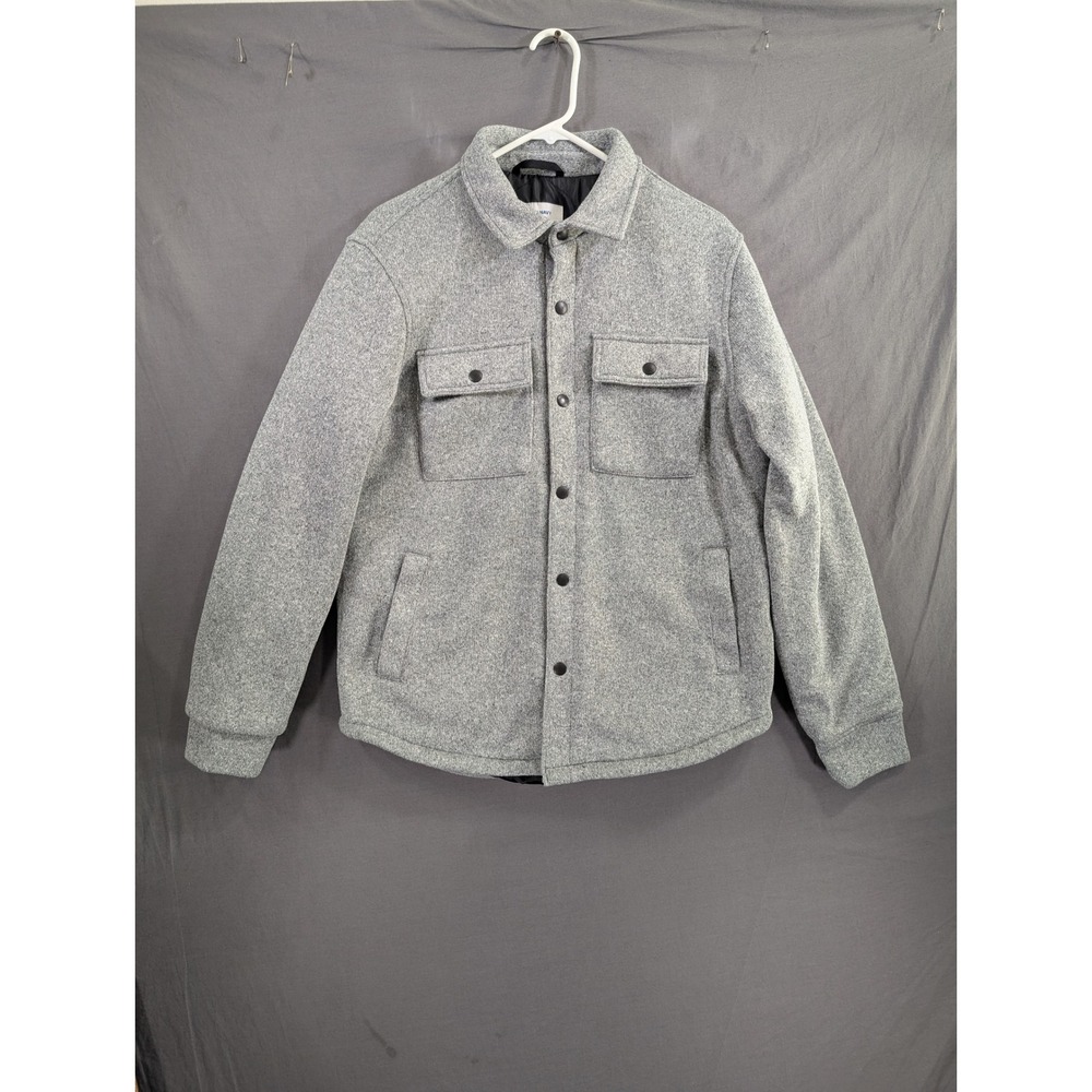 Old Navy Mens Grey Marl Sweater Fleece Shirt Jacket S/615671-00 Size Medium